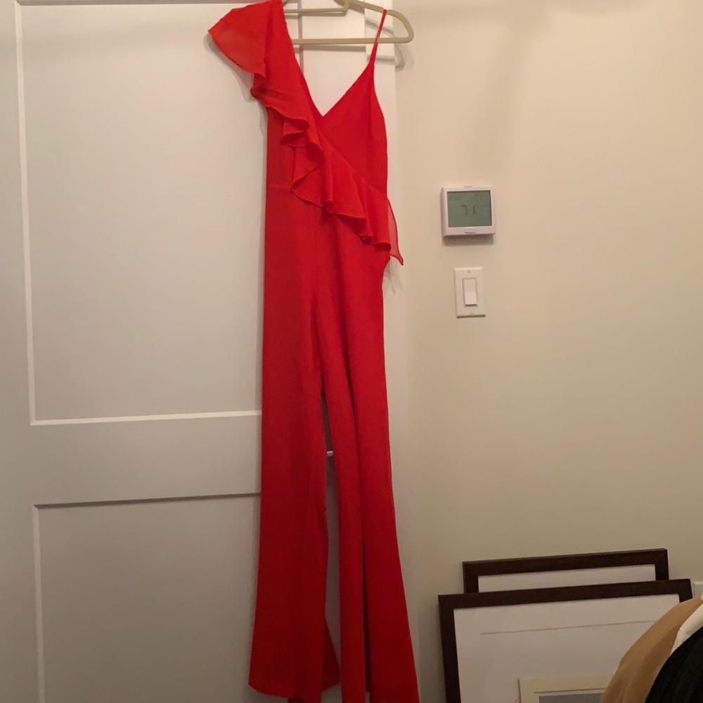LPA Red Ruffled Jumpsuit, Size S
